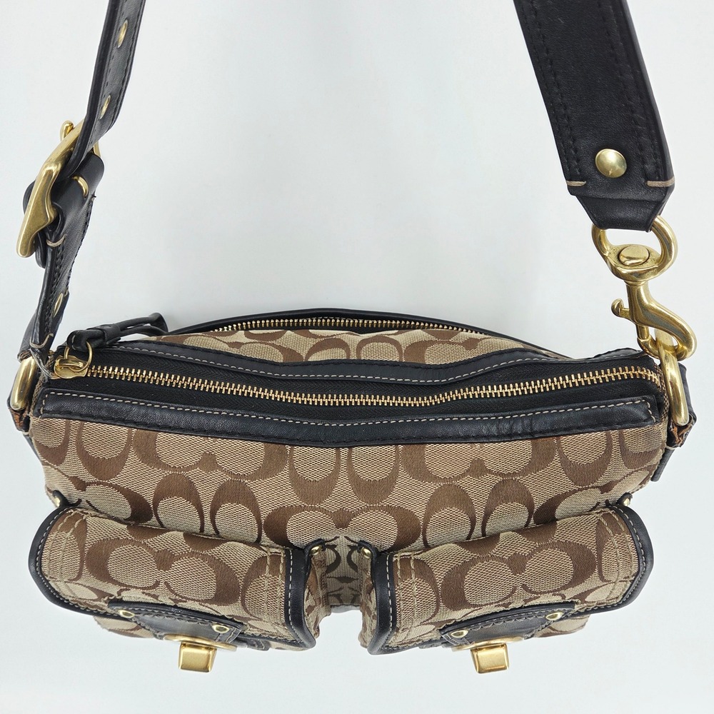 Coach F12869 Legacy Turnlock Signature Canvas Monogram Leather Bag Purse Vintage - Picture 4 of 16
